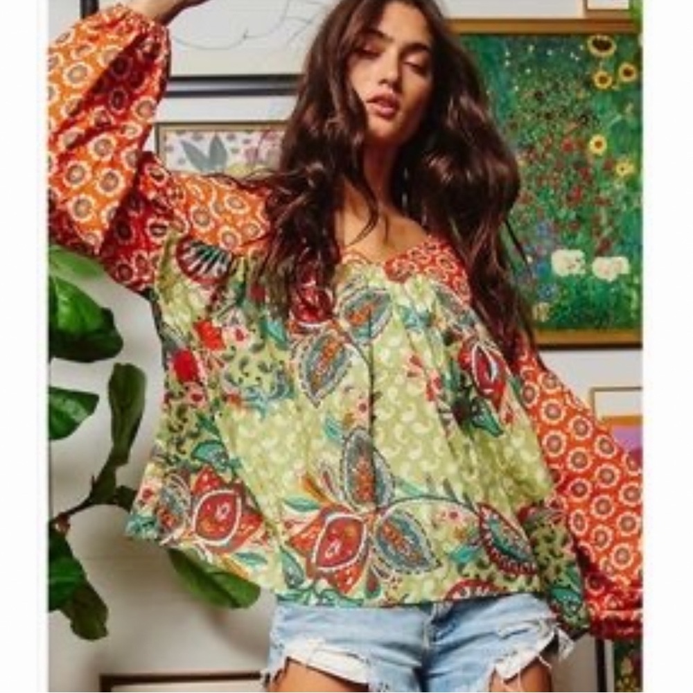 Bucketlist Multicolor Patterned Blouse - image 4